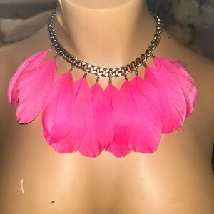 Hot Pink Feather Necklace